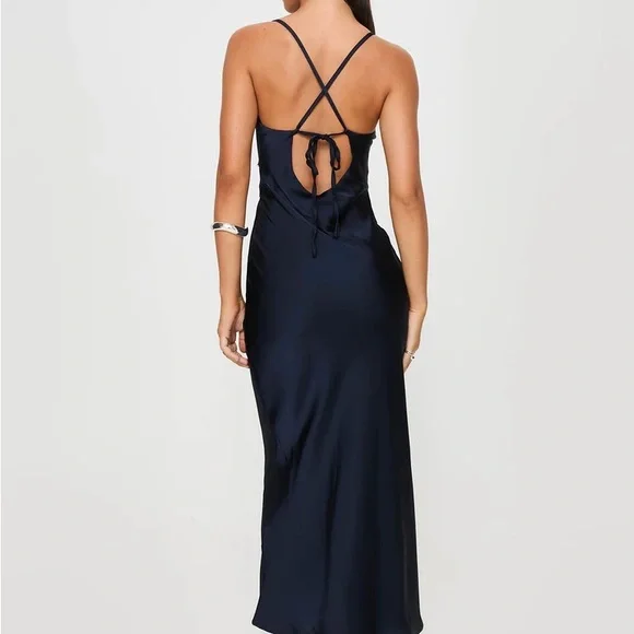 Princess Polly TREASURE BIAS CUT MAXI DRESS NAVY - Picture 4 of 16